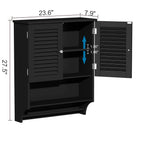 Choochoo Bathroom Wall Cabinet With Towels Bar, 23.6' L X7.9 W X27.5 H Mdf Material Medicine Cabinet, 2 Doors Over The Toilet Space Saver Storage Cabinet With Large Space, Black