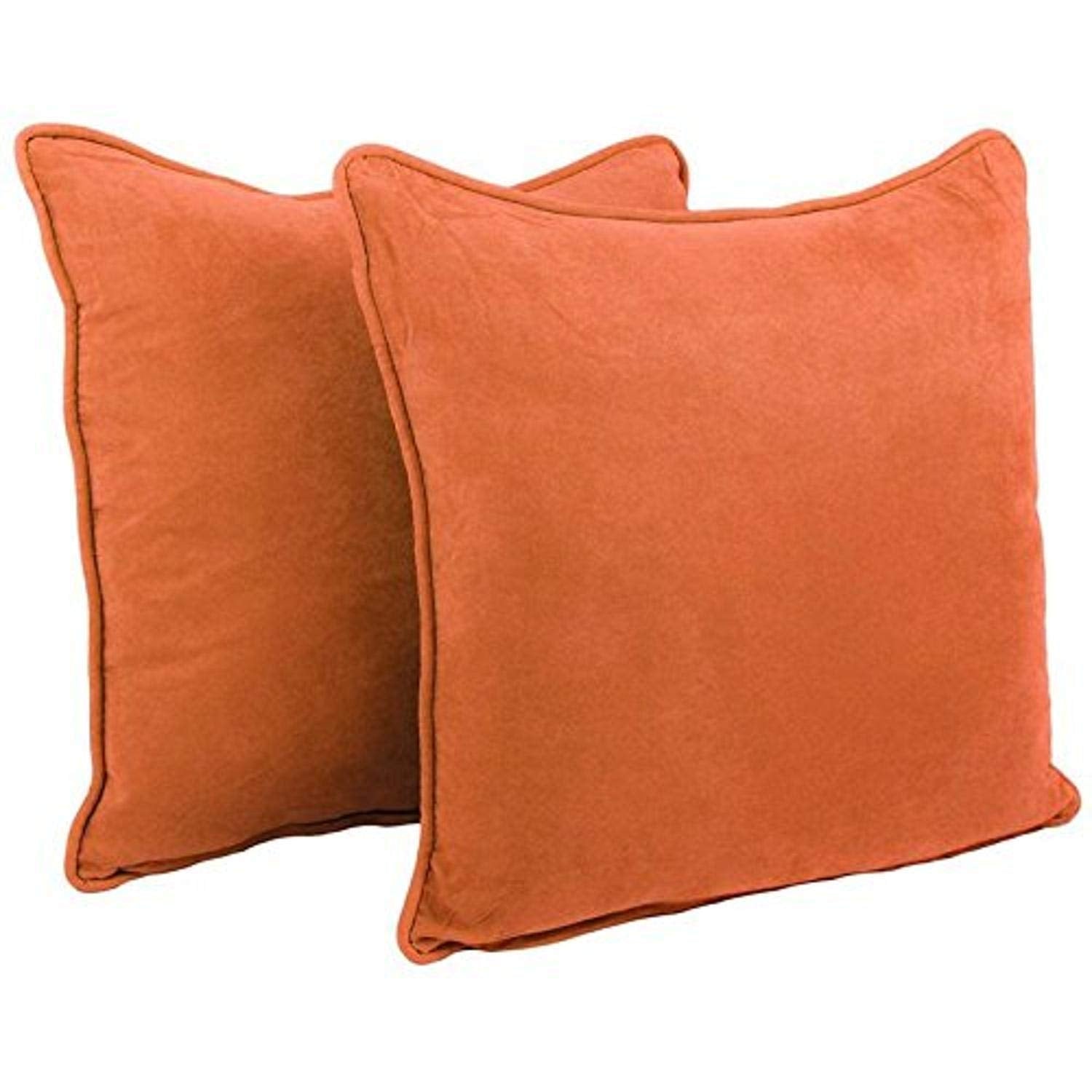 Blazing Needles Corded Microsuede Floor Pillows (Set of 2), 25&quot;, Tangerine Dream