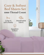 Good Sleep Bedding Deep Pocket King Sheet Set - 4 Pc, 100% Egyptian Cotton Bed Sheets, 1000 Threadcount 16'' Deep Pocket Sheets