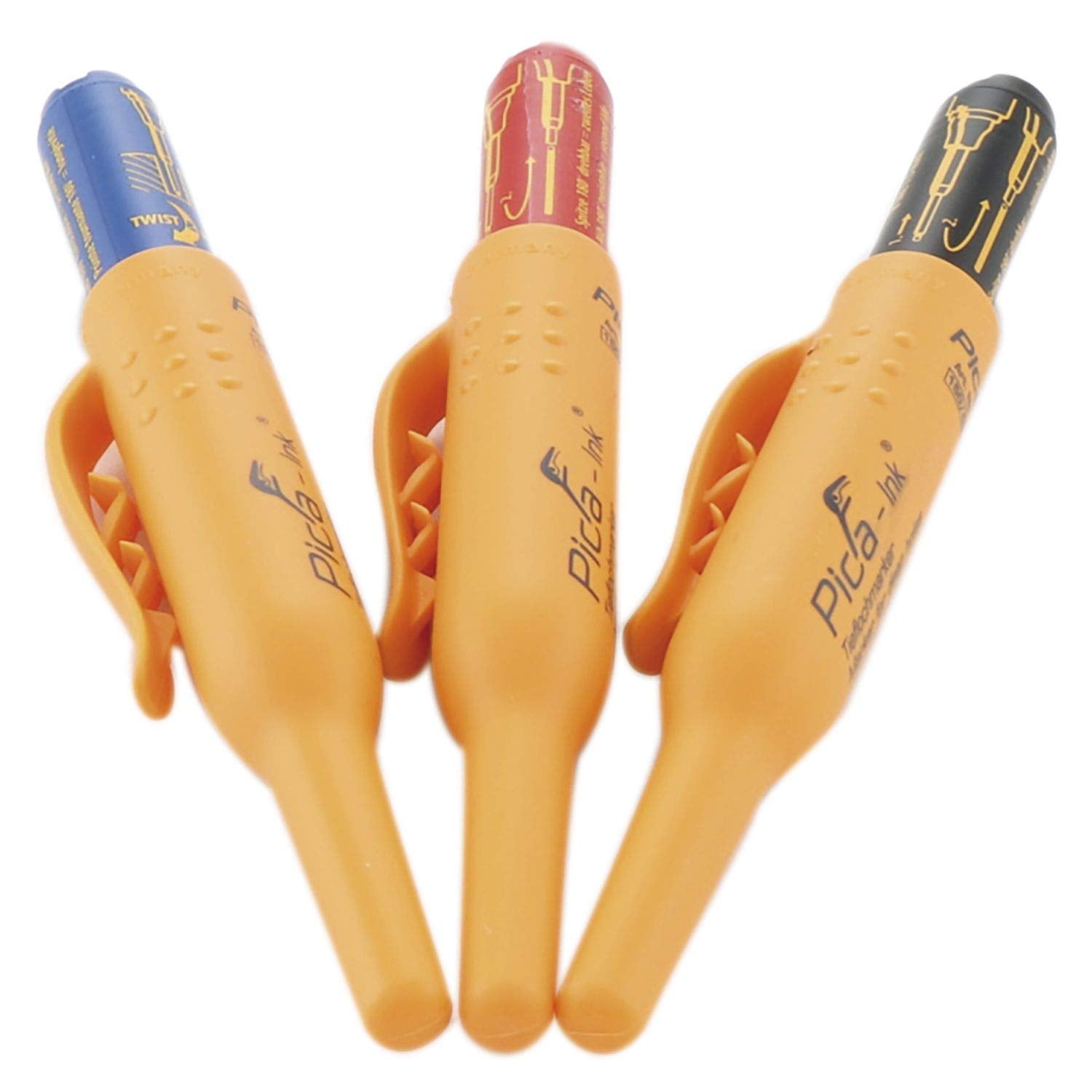 Pica Ink Set, Permanent Marker Pens, 3 Pens, Black, Blue, Red (Pack Of 3)