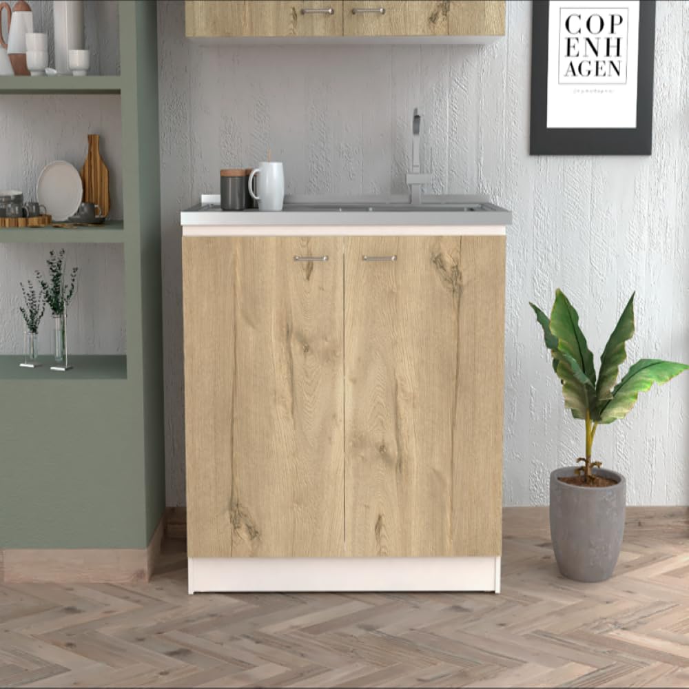 Utility Sink Vernal, Double Door - White/Light Oak