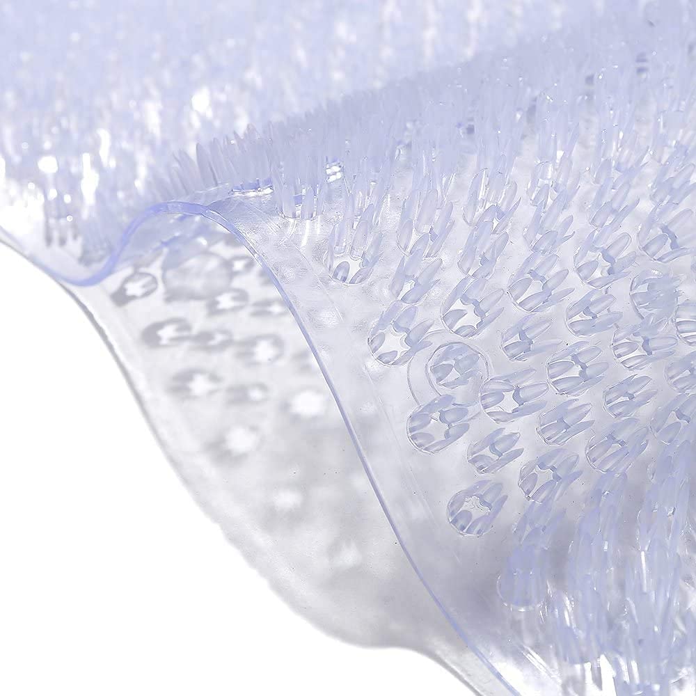 Grass Textured Spa Quality Foot Scrubber Bathroom Tub & Bath Mat Anti-Slip 24.5' X 13.5' (Clear)