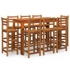 vidaXL 9-Piece Outdoor Bar Set - Solid Acacia Wood Patio Bar Table and Stools - Elegant Farmhouse Style for Garden/Terrace
