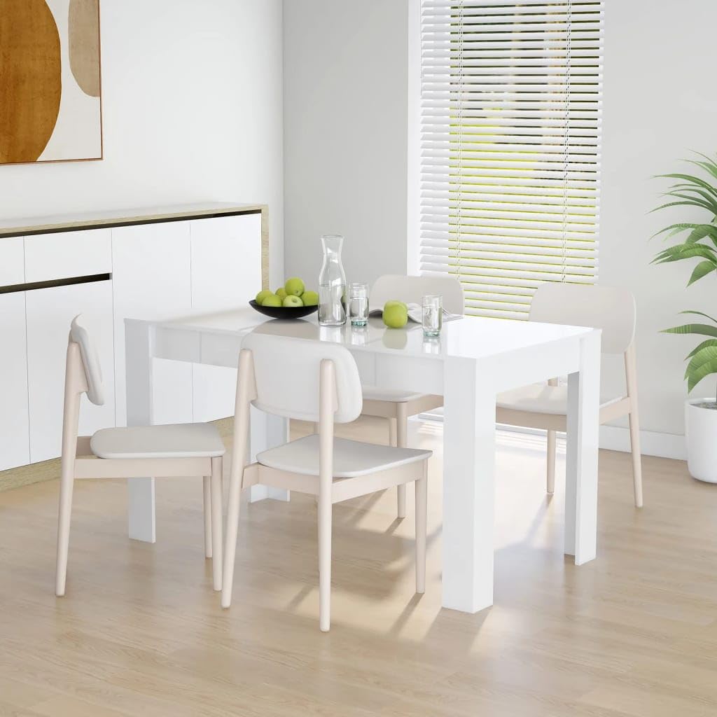 vidaXL Dining Table High Gloss White 55.1&quot;x29.3&quot;x29.9&quot; Engineered Wood