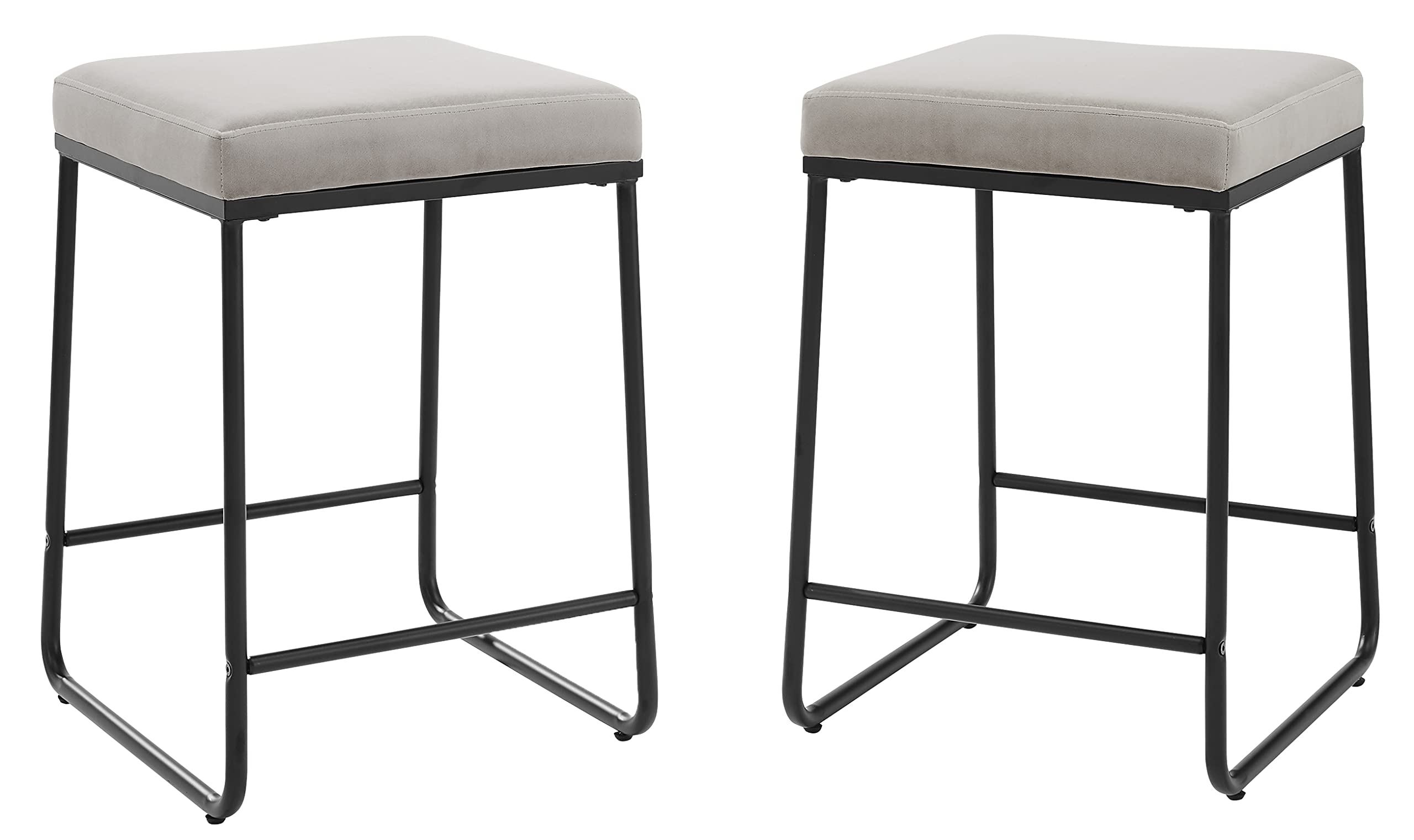 Crosley Furniture Beckett Counter Height Bar Stools Set of 2 with Backless Upholstered Seat, Gray