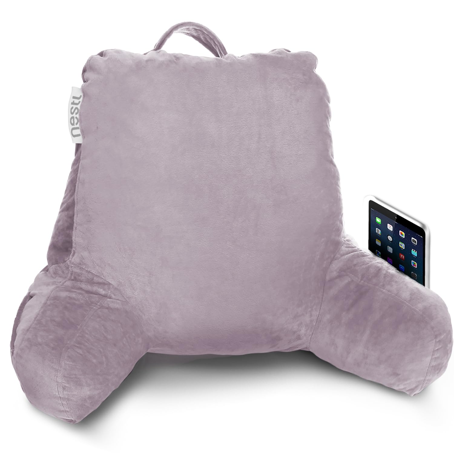 Nestl Reading Pillow Standard Bed Pillow, Back Pillow For Sitting In Bed Shredded Memory Foam Chair Pillow, Reading & Bed Rest Pillows Dusty Purple Back Pillow For Bed Chair Arm Pillow With Pockets