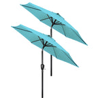 Simple Deluxe 2 Pack 7.5' Patio Umbrella Outdoor Table Market Yard Umbrella With 6 Sturdy Ribs For Backyard, Pool, Garden, Deck, Turquoise