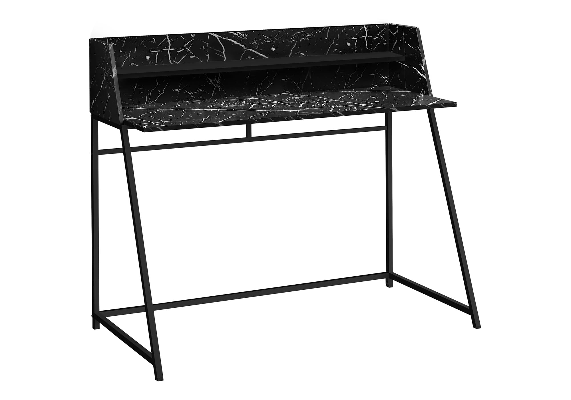 Monarch specialties 7544 Computer Desk, Home Office, Laptop, Storage Shelves, 48&quot; L, Work, Metal, Laminate, Contemporary, Modern Desk-48 L Black Marble-Look Black, 47.25&quot; L x 23.75&quot; W x 39.25&quot; H