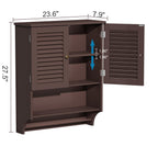 Choochoo Bathroom Wall Cabinet With Towels Bar, 23.6' L X7.9 W X27.5 H Mdf Material Medicine Cabinet, 2 Doors Over The Toilet Space Saver Storage Cabinet With Large Space, Espresso