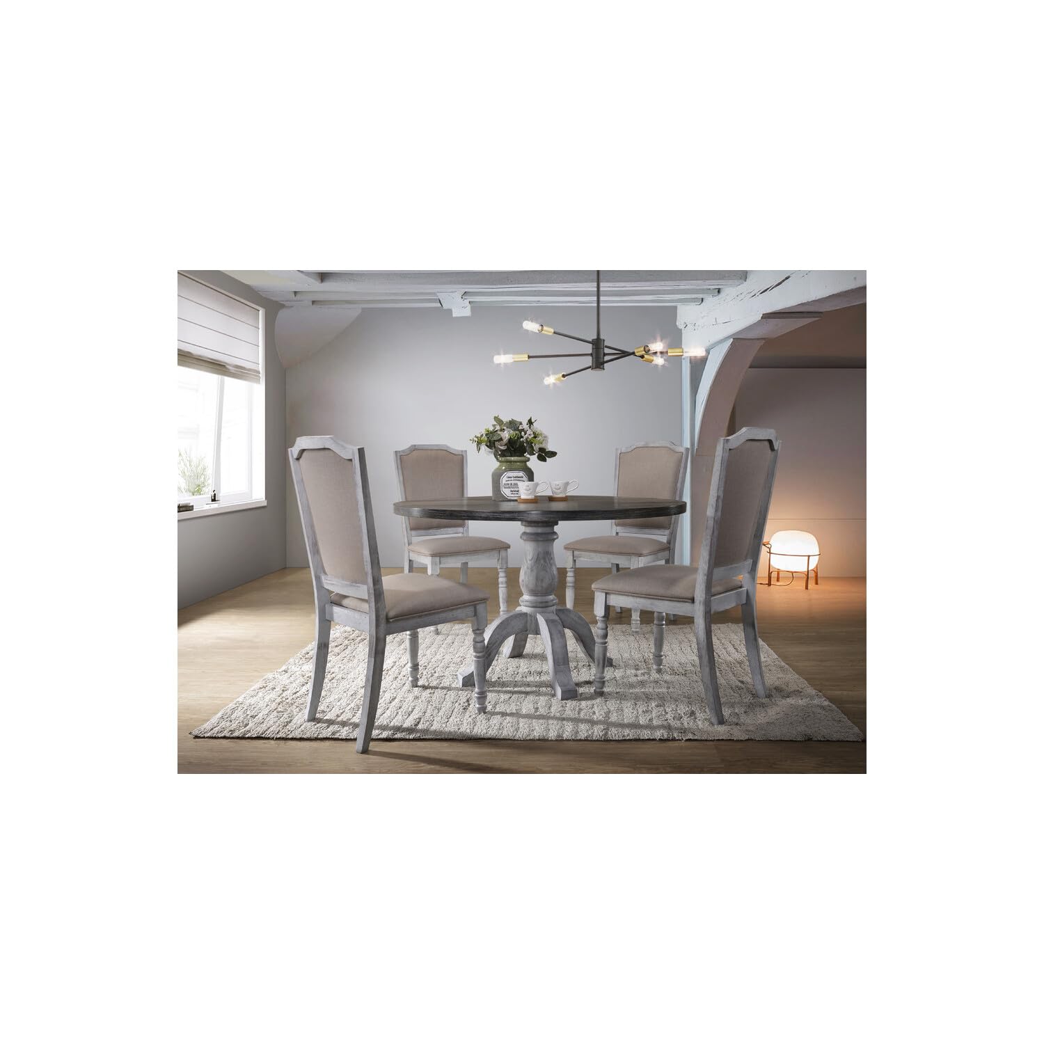 Best Master Furniture Cottage Dining Table Only, Weathered Gray/White