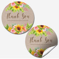 Sunflower And Peony Thank You Customer Appreciation Sticker Labels For Small Businesses, 60 1.5 ' Circle Stickers By Amandacrea