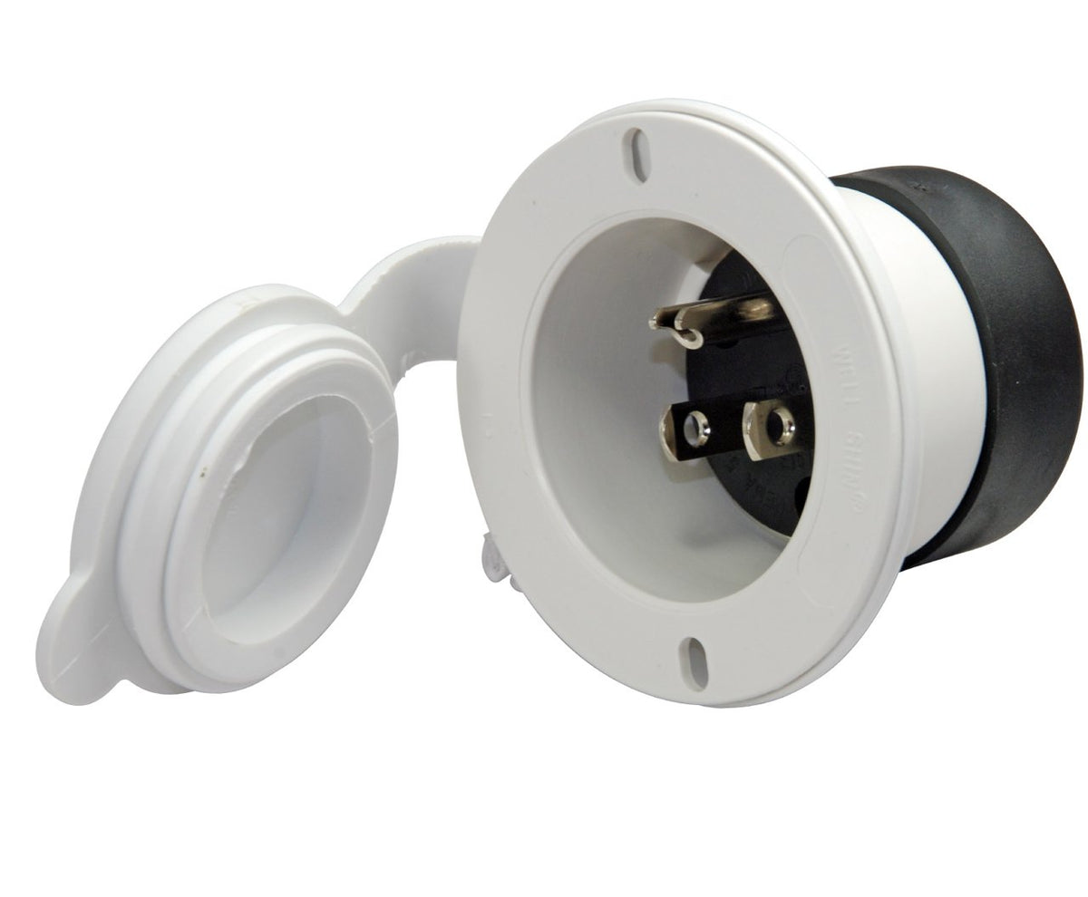 Conntek 80101-Bcwt Nema 5-15P 15-Amp 125V Charger Inlet With White Cover