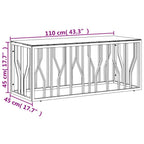 vidaXL Stainless Steel and Glass Coffee Table - Modern Silver Rectangular Side Table for Living Room - Durable, Rust-Resistant, and Easy to Clean