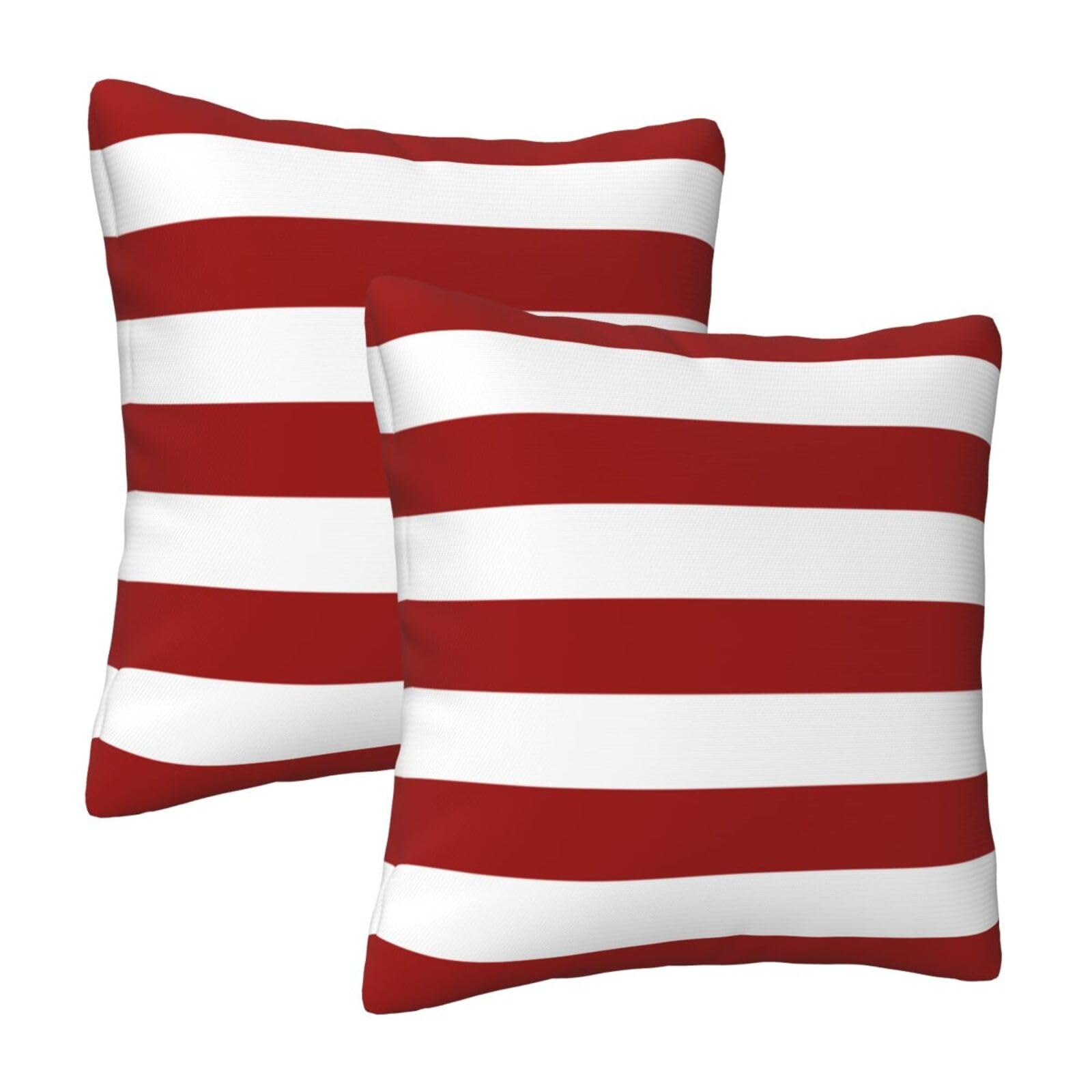 Red And White Stripes Throw Pillow Cover Cushion Modern Farmhouse Pillow Covers 18X18 In Soft Pillow Cases Decor For Couch Sofa