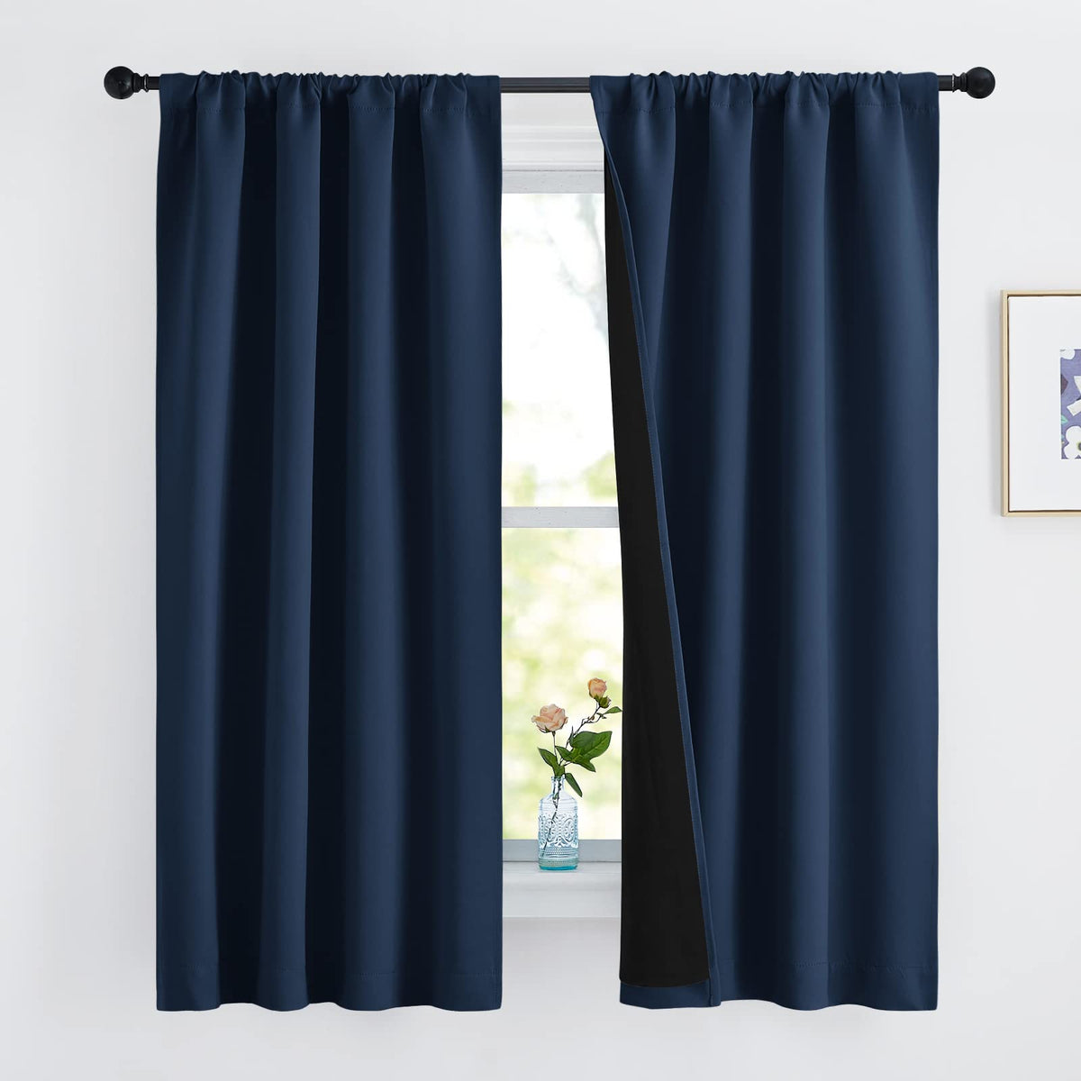Nicetown 100% Blackout Curtains, Thermal Insulated Black Liner Panels For Nursery Room, Noise Reducing And Cold Blocking Drapes