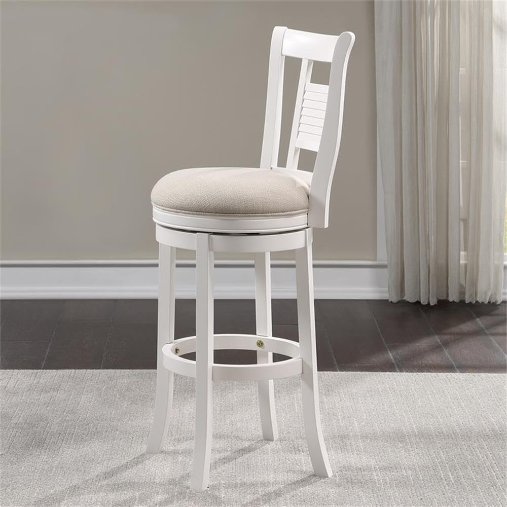 American Woodcrafters Grove White Solid Wood Swivel 30-Inch Bar Stool - Thumbnail 4