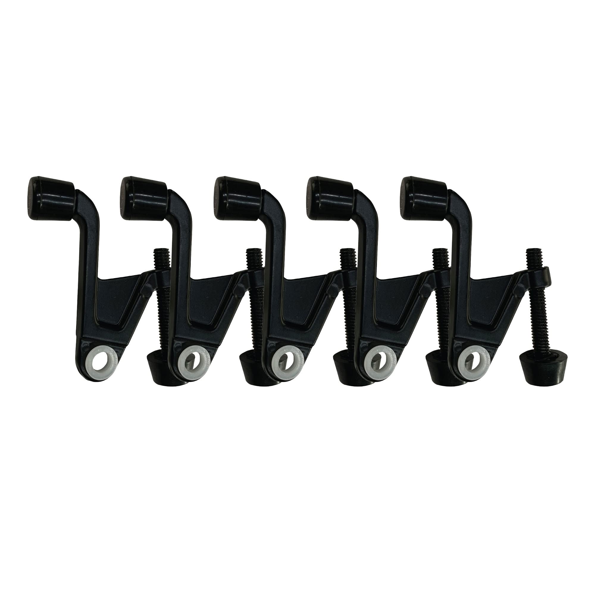 Jumbo Hinge Pin Door Stop Wall Protector With Rubber Tip, Design House Matte Black Adjustable Door Stoppers, 5-Pack, 189076