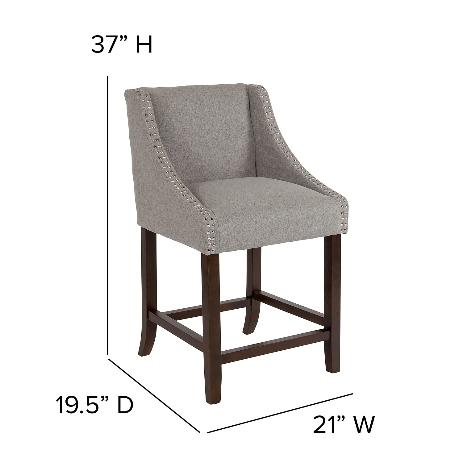 Flash Furniture Mallory 2 Pk. Contemporary Brown Vinyl Adjustable Height Barstool With Vertical Stitch Back/Seat And Chrome Base