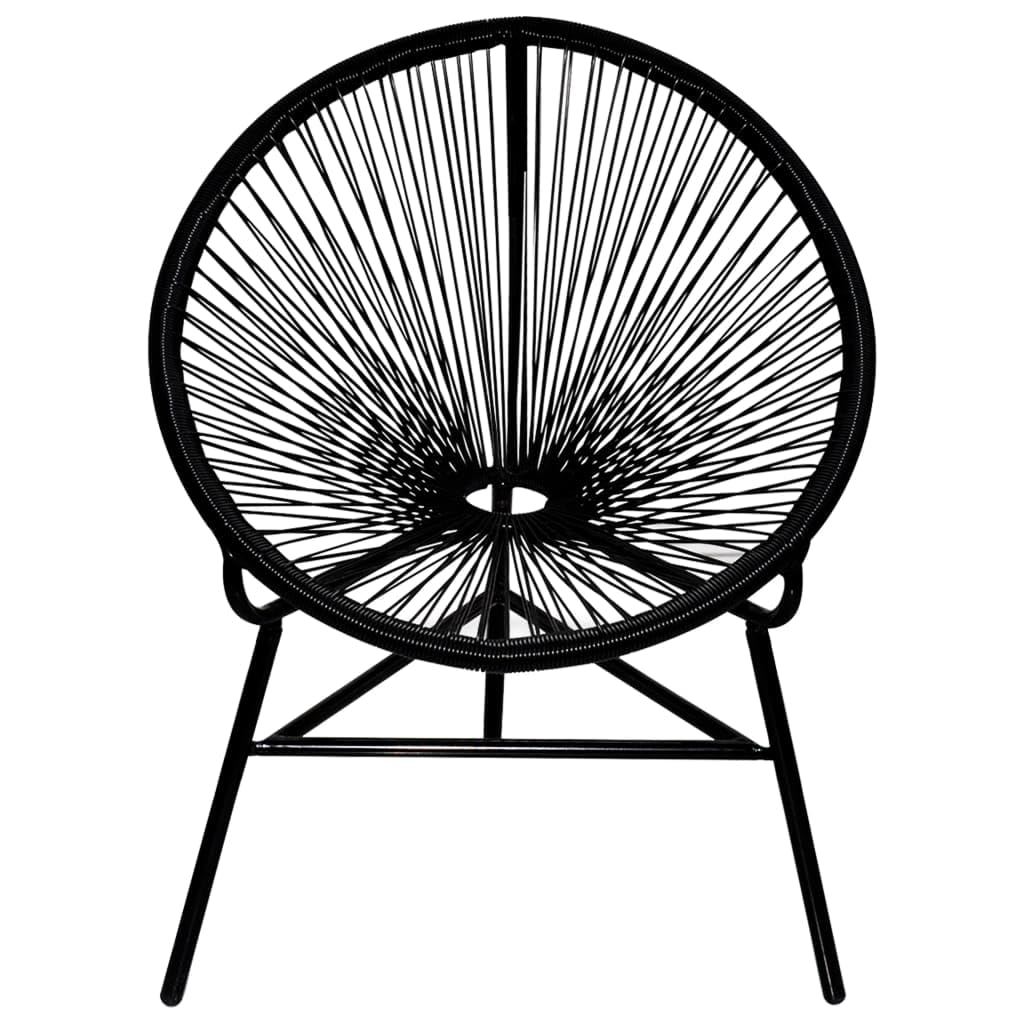 vidaXL Black Patio Moon Chair - Poly Rattan Material, Weather-Resistant and Durable, Unique Oval-Shaped Design, Ideal for Indoors and Outdoors