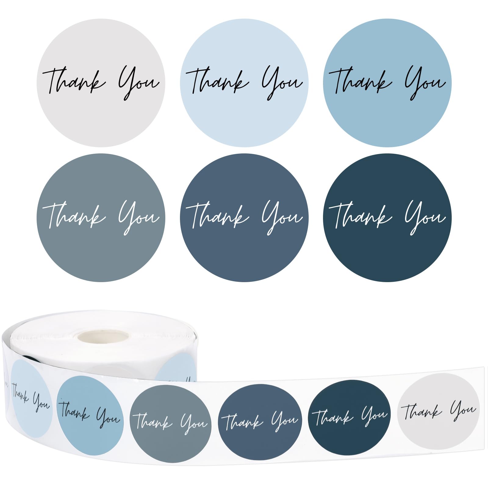 Whaline 1000Pcs Dusty Blue Thank You Sticker Roll 6 Colors Paper Decals Adhesive Seal Sticker Decor For Party Favor Gifts Suppli