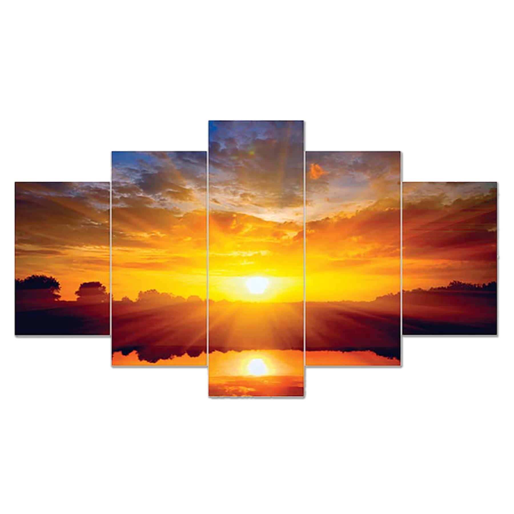 AlertEra Wall Paintings| Sunrise Art Wall Sculpture|5 Piece Set|17x30|1685| Orange Digital Reprint 17 inch x 30 inch Painting (W