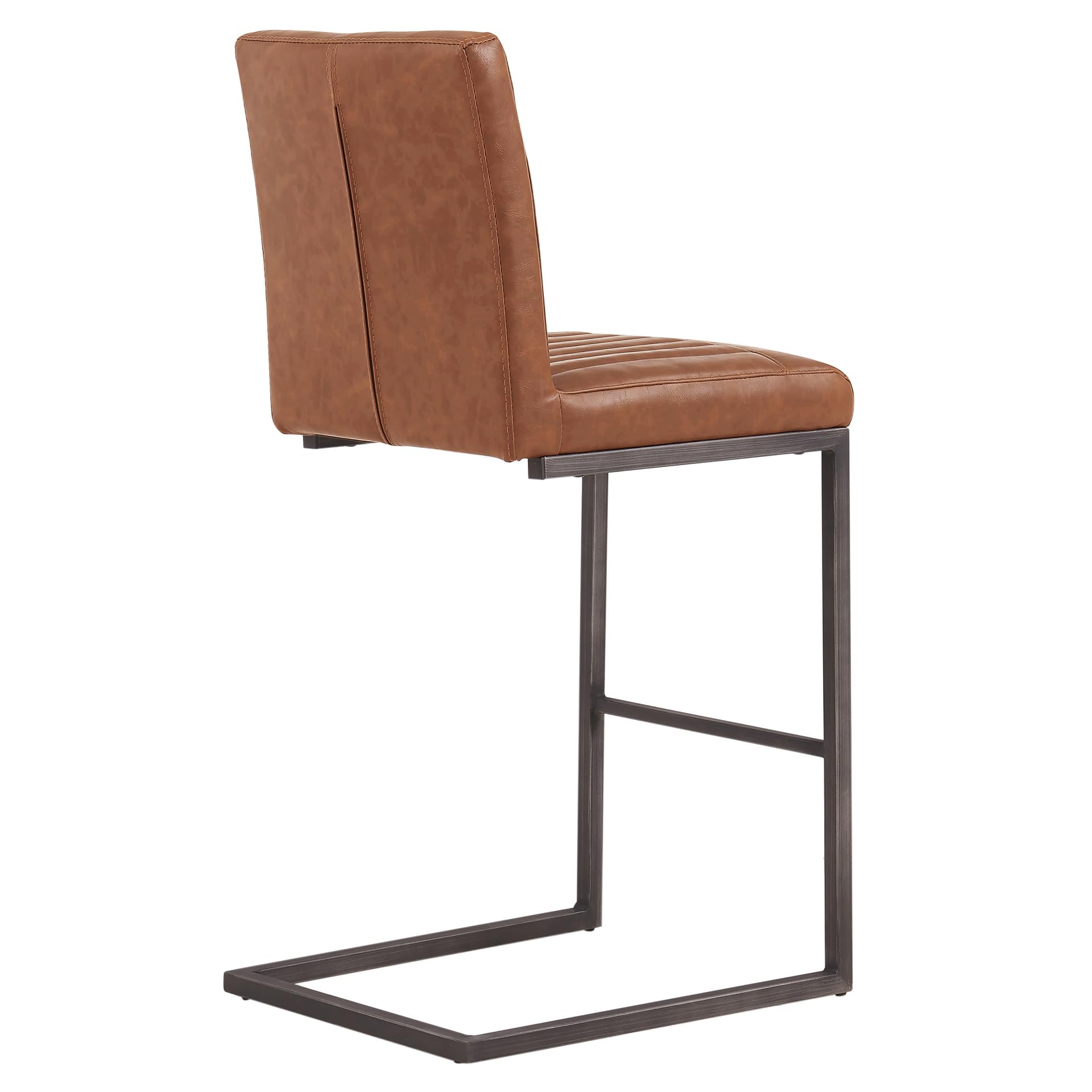 New Pacific Direct Ronan Pu Leather Counter, Set Of 2 Bar & Counter Stools, Antique Cigar Brown