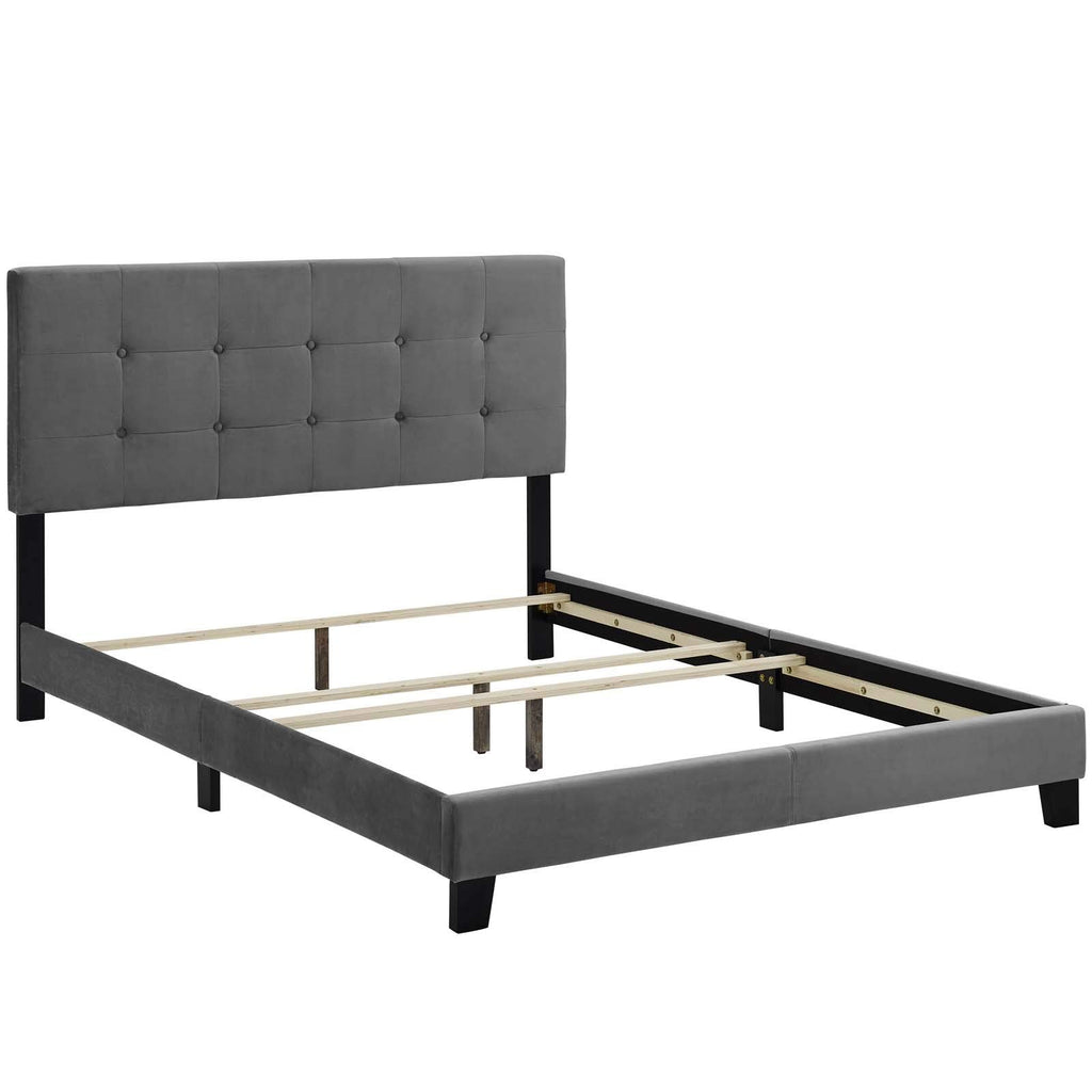 Modway Amira Tufted Performance Velvet Upholstered Full Bed In Gray