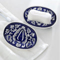 LOOKS FIRST Ceramic Soap Case Holder for Bathroom & Kitchen for Wash Basin | Blue
