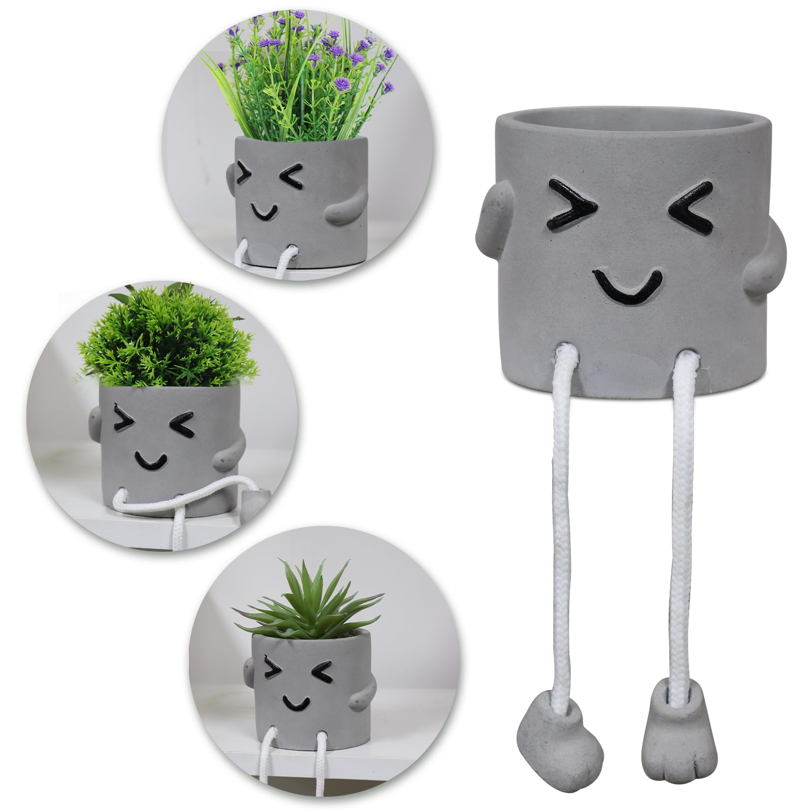 Uguisu 1 Pcs Cute Plant Pot, Small Plant Planter, Face Planter, Succulent Planter, Flower Pot, Office, Room, Shelf, Table Decora