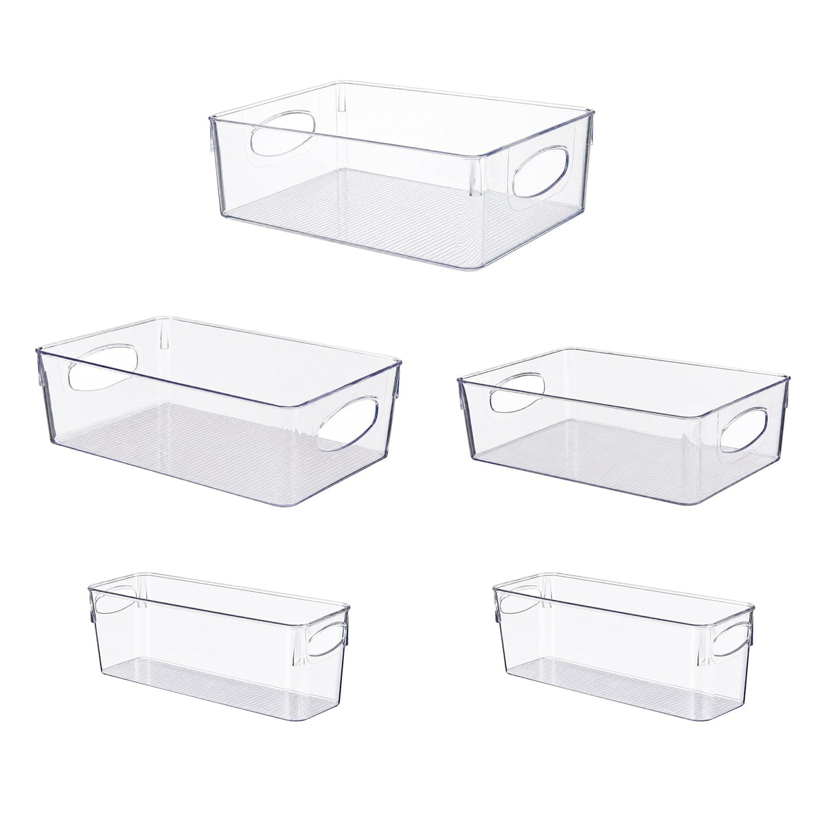 UFORU 5 Pack Clear Plastic Pantry Organizers and Storage with Handles