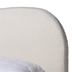 Baxton Studio Maya Mid-Century Modern Cream Boucle Fabric And Oak Brown Finished Wood Queen Size Platform Bed