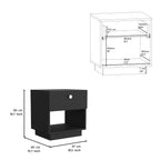Single Drawer Nightstand 19" H with Open Storage Shelf, Black