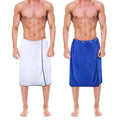 kilofly 2pc Mens Adjustable Shower Wrap Bath Towel with Snap Closure 26 x 54 inch