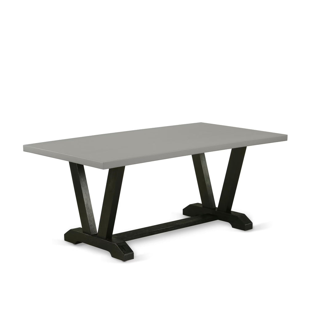 East West Furniture V697Ga650-9 9 Piece Modern Dining Table Set Includes A Rectangle Wooden Table With V-Legs And 8 Dark Gotham Linen Fabric Upholstered Chairs, 40X72 Inch, Multi-Color
