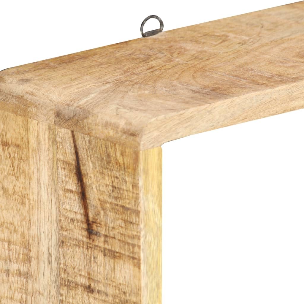 vidaXL Solid Mango Wood 3 Piece Wall Cube Shelf Set – Brown Retro Style Wall-Mounted Display Shelves for Books, Awards, Collectibles