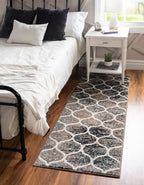 Unique Loom Trellis Frieze Collection Area Rug - Rounded (2' X 6' Runner, Blue Multi/ Ivory)