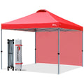 Mastercanopy Durable Ez Pop-Up Canopy Tent With 1 Sidewall (10'X10', Red)