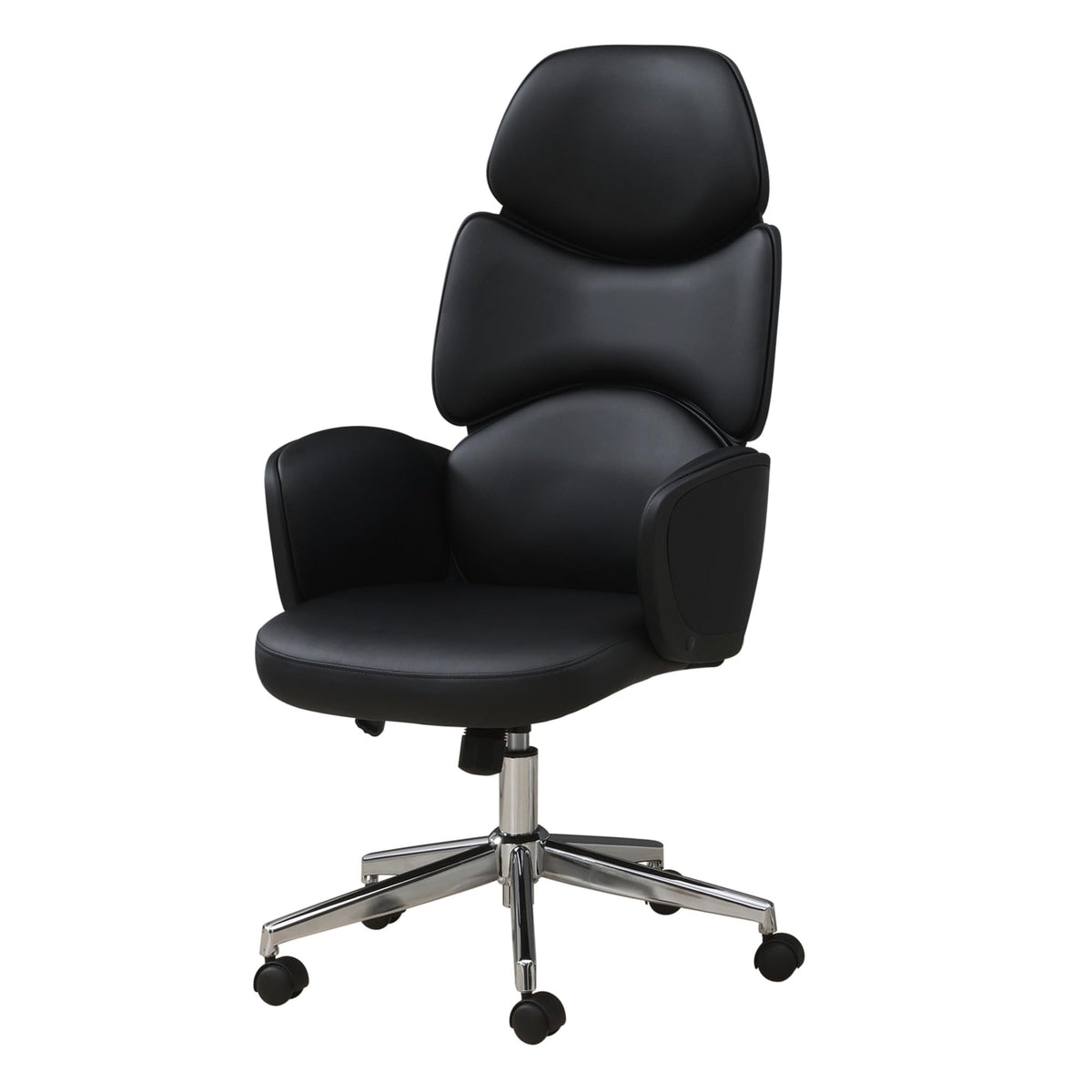 Monarch Specialties I 7321 Office Chair, Adjustable Height, Swivel, Ergonomic, Armrests, Computer Desk, Work, Metal, Pu Leather Look, Glossy Black, Chrome