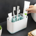 Toothbrush Holder Organizer for Bathroom Countertop  Plastic MultiCompartment Stand for Toothbrushes, Toothpaste, Shavers & Ma