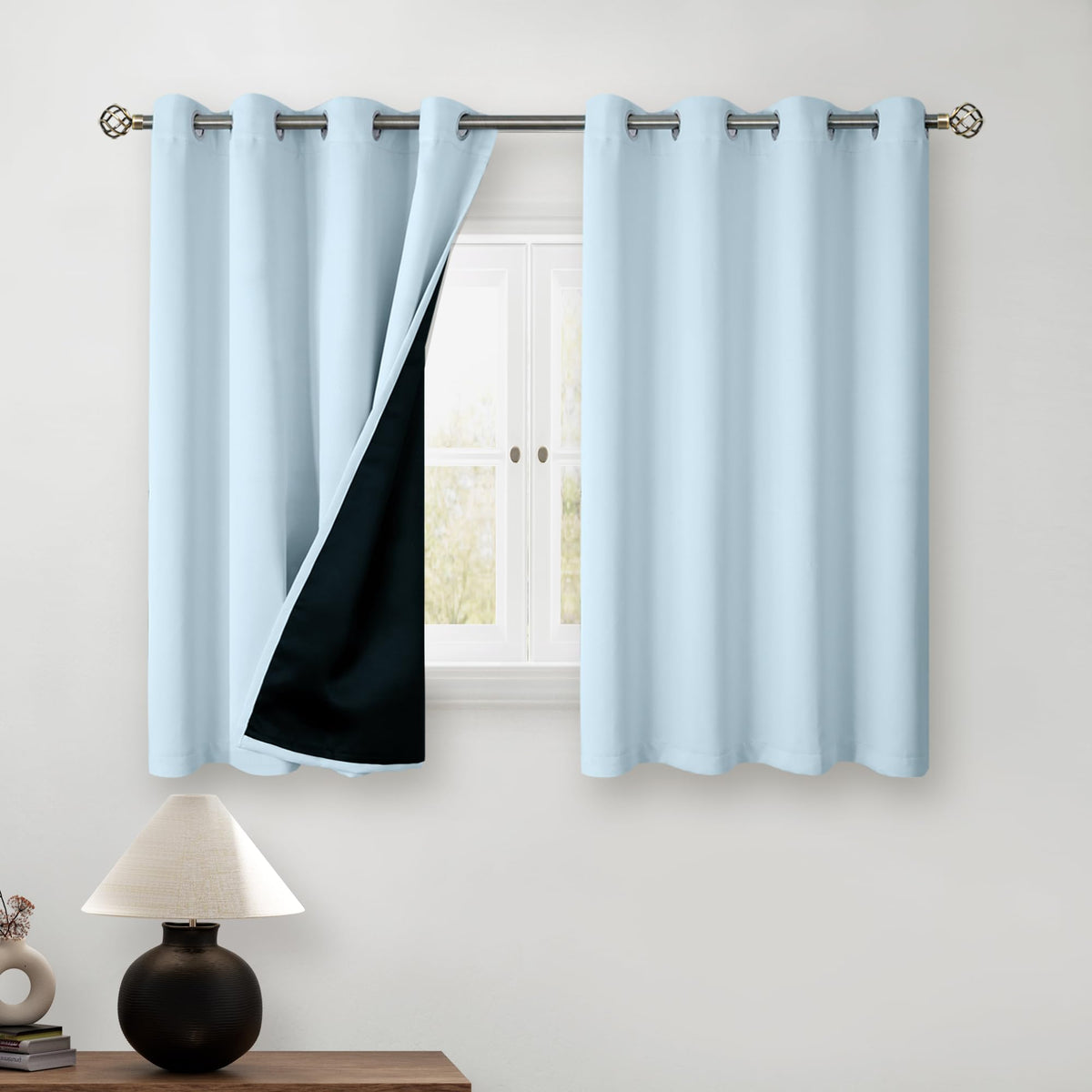 Bgment Baby Blue 100% Blackout Curtains For Kids Bedroom 54 Inch Length, Thermal Insulated Full Light Blocking Grommet Noise Can