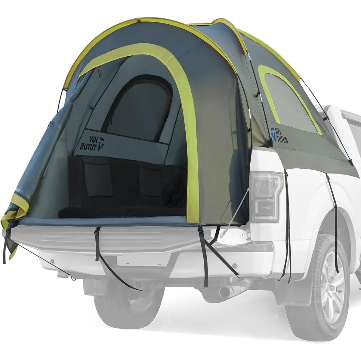 Joytutus Pickup Truck Tent 6.5Ft 2.0, Waterproof Pu2000Mm Double Layer For 2 Person, Portable Truck Bed Tent With Rainfly - Gree