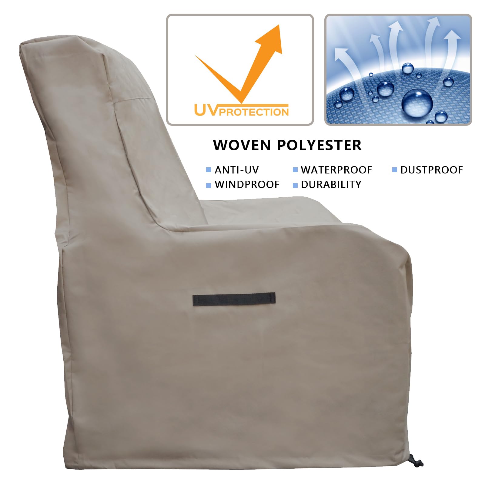 Skypatio Patio Chair Cover Waterproof, Outdoor Furniture Storage Cover For All Weather Protection (Khaki)