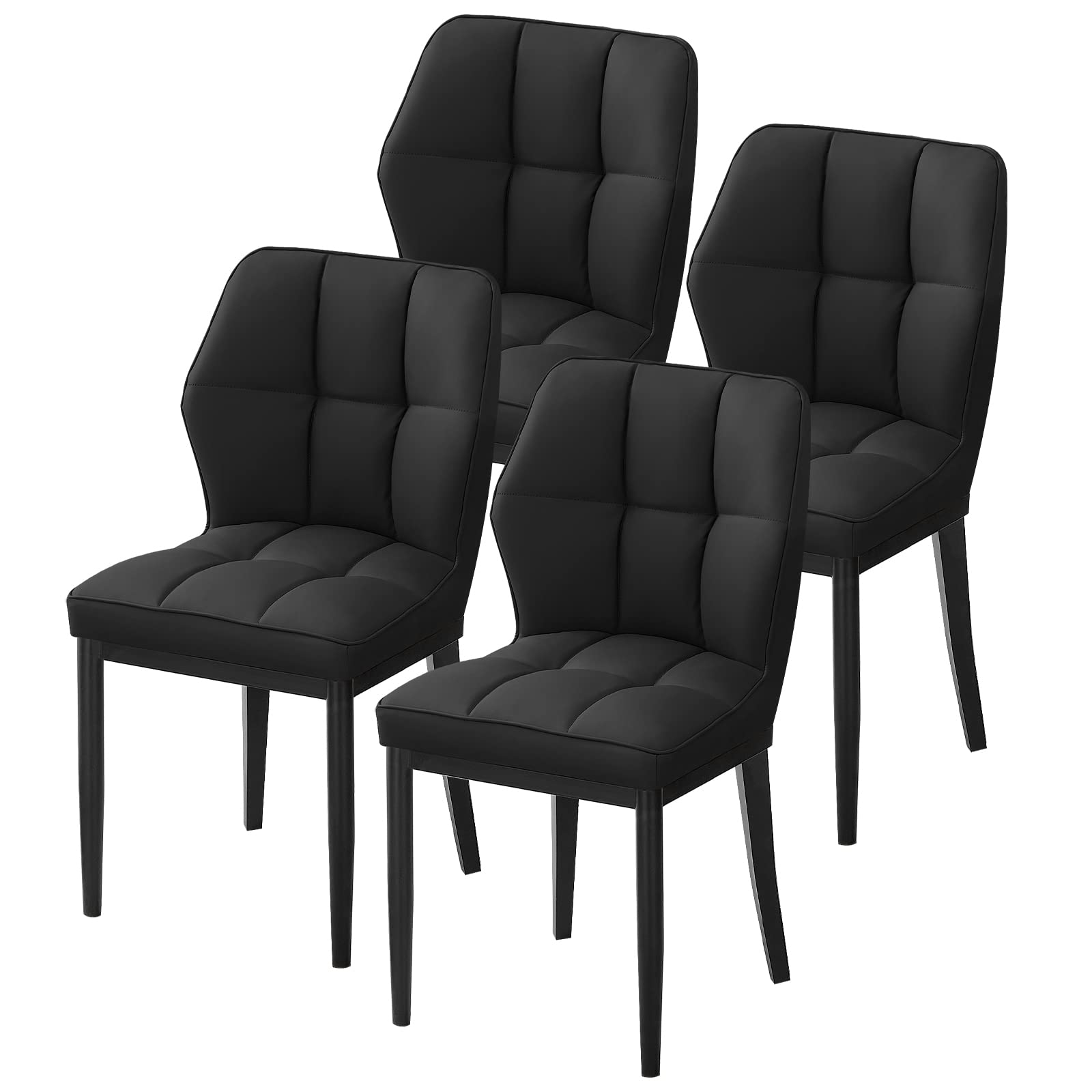 Bekrvio Dining Chairs Set Of 4 Mid Century Modern Kitchen Chairs Sillas De Comedor Upholstered Armless Dinner Chairs Leather Din