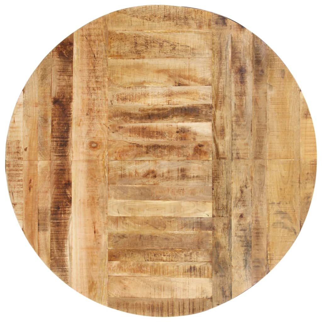 vidaXL Industrial-Style Round Dining Table - 68.9" Diameter - Rough Mango Wood - Easy Assembly - Sturdy Steel Legs