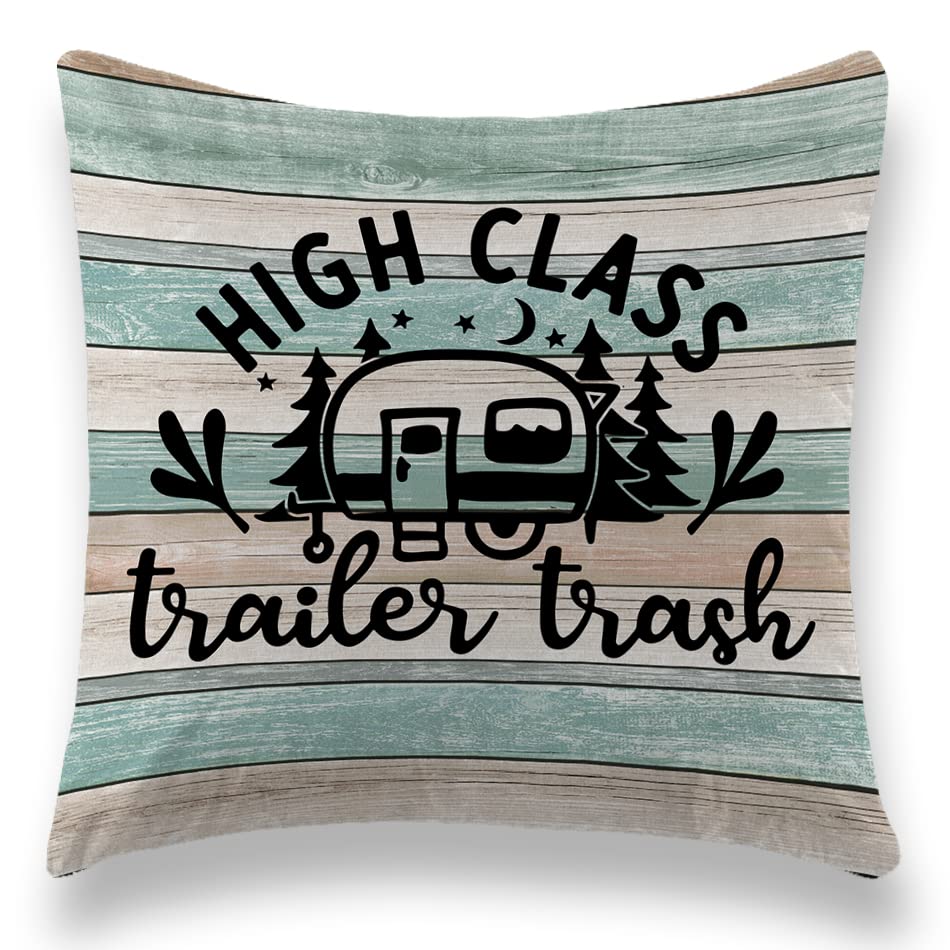 High Class Trailer Trash Camper Throw Pillow Covers 18X18 Inch Camping Gifts Cushion Cases Soft Decorative Pillowcase For Sofa B