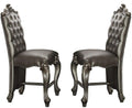 Acme Versailles Faux Leather Counter Dining Chair in Silver Platinum Set of 2