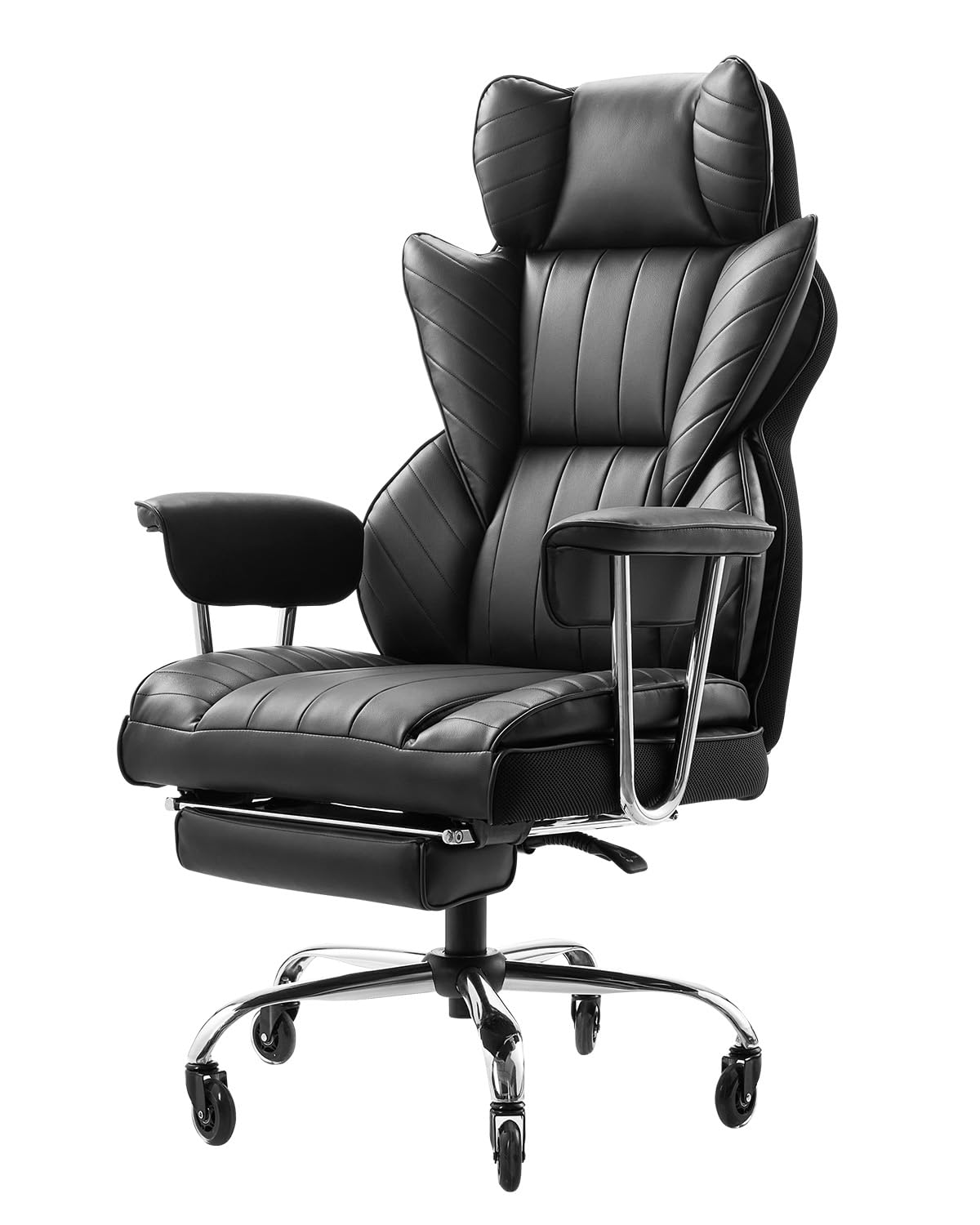 Vevor Executive Office Chair With Footrest, 400Lb Capacity Office Chair With Lumbar Pillow & Removable Armrests, Heavy Duty Ergo