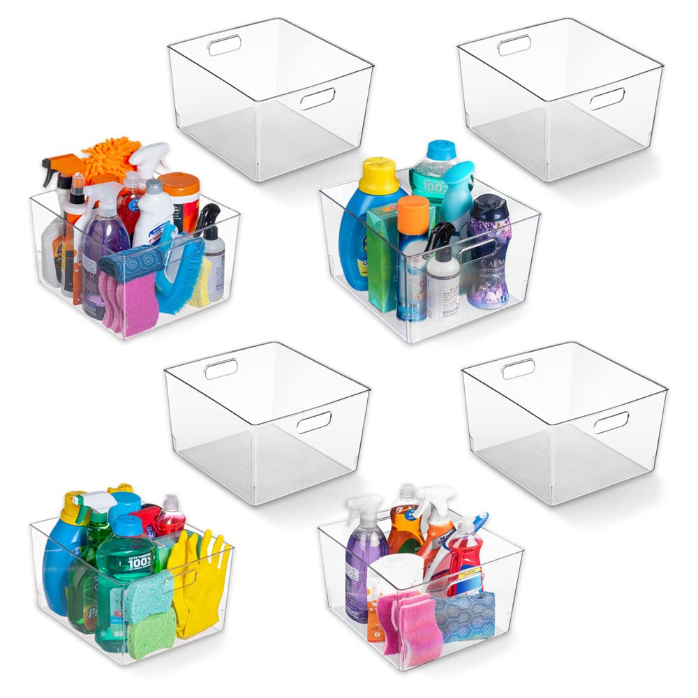 ClearSpace Clear Plastic Storage Bins - XL 8 Pack Perfect Kitchen or Pantry Organization Fridge Organizer and Storage Bins, Cabi