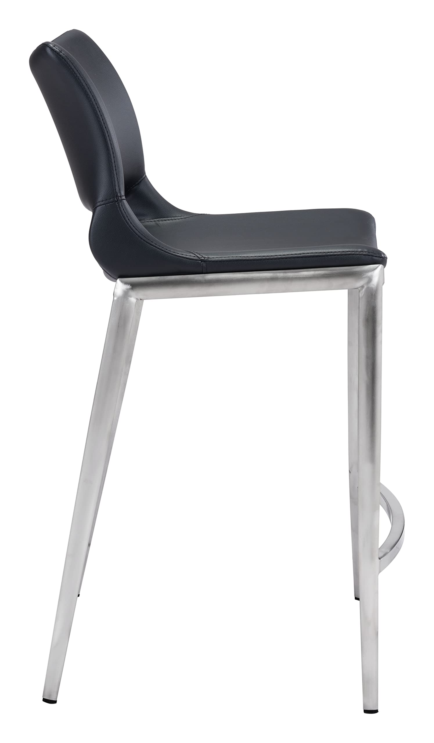 Ace Counter Chair (Set of 2) Black & Silver