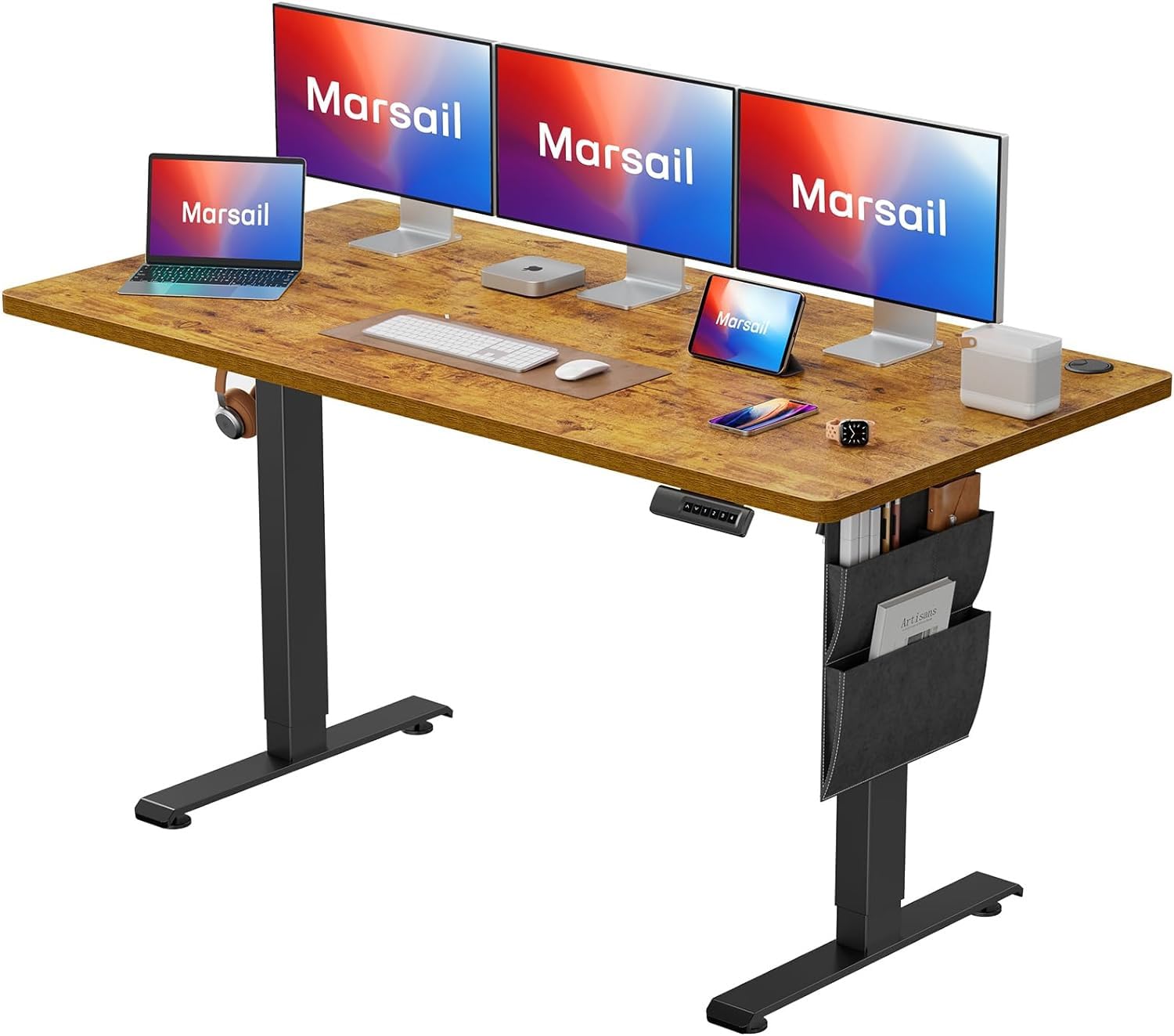 Marsail Standing Desk,Home Office Adjustable Heights Desk,Stand Up Desk,63X24 Inches Desktop Sit Stand Gaming Computer Desk For Study,Writing With 4 Memory Presets,Headphone Hook,Cable Organizer